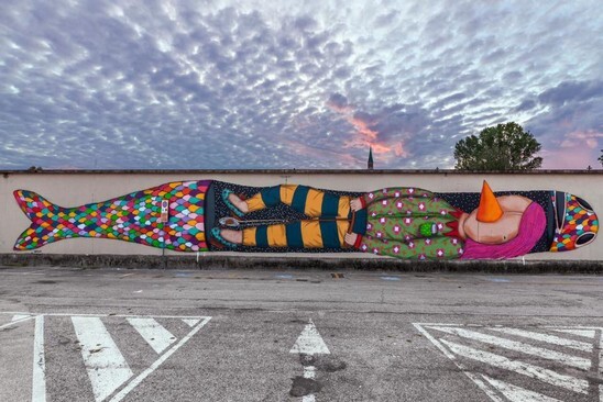Il silenzio dei pesci Tony Gallo murale per IDoLove urban art festival Comune di Dolo